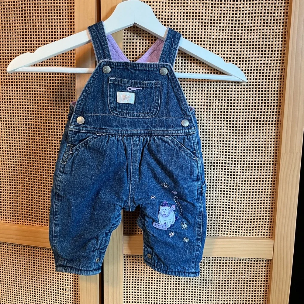 OshKosh Baby 0/3 Fleece Lined Vintage Overalls
